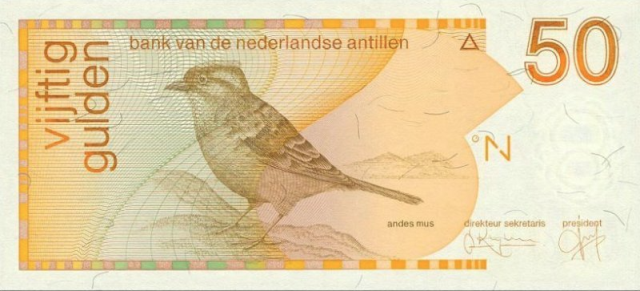 P25c Netherlands Antilles 50 Gulden Year 1994